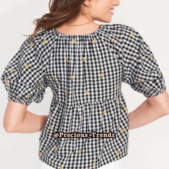 6️⃣4️⃣ Old Navy Patterned Puff-Sleeve Swing Top Plus Size XXL - Picture 3 of 4